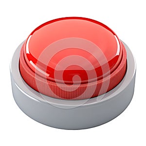 Red Emergency Button 3 D Icon Isolated White Background