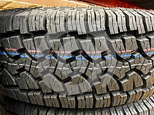 Close up view of tire pattern