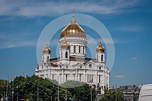 Close up view to Cathedral of Christ the Saviour in Moscow, Russ