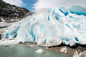 Close-up view to Nigardsbreen Glacier, Jostedalsbreen, Norway