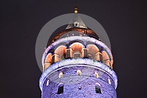 Close up view to stunning Galata tower in Istanbul, Tukrey