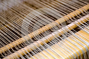 Close up view of a traditional loom