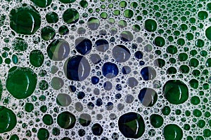 Abstract picture of colorful water bubbles and foam photo
