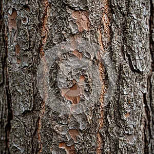 Close-up view of tree bark, displaying rough, textured surface with