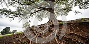 A big tree roots in soil
