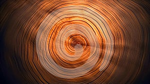 Close up view of tree trunk with circular pattern on it. Generative AI