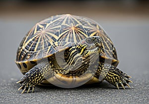 A close-up view of a turtle