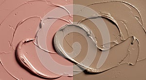 Velvety Pink and Taupe Cosmetic Swatches Isolated on White Background photo
