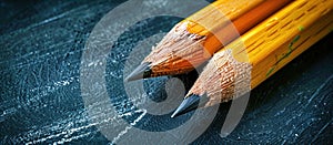 Two Pencils on Black Surface