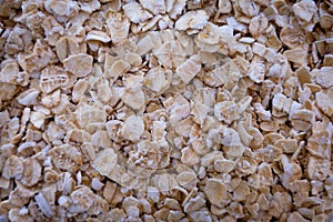 Close up view of uncooked rolled oats