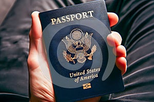 Close-Up View of a United States of America Passport in Hand