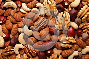 close-up view of a variety of mixed nuts