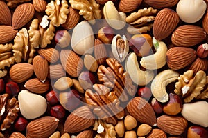 close-up view of a variety of mixed nuts