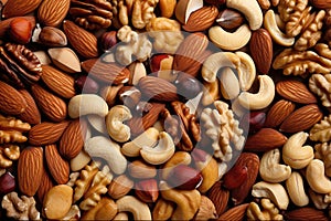 close-up view of a variety of mixed nuts