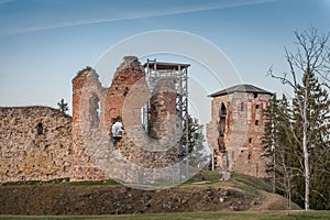 Close up view of Vastseliina Castle.