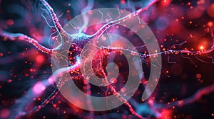 Neural Network Connection, Brain Activity, Neuron Cells, and Synapses Transmission