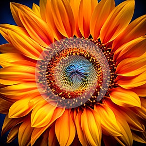 Close-up view of a vibrant sunflower radiating with enchanting colors