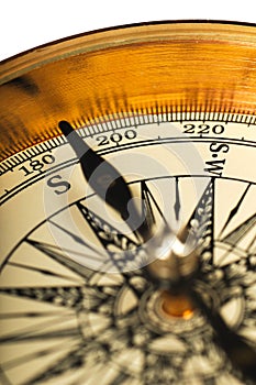 Close-up view of the vintage compass
