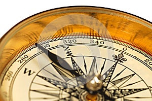 Close-up view of the vintage compass