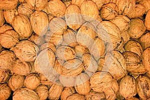 Close up view of walnuts as food background