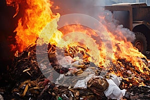 close-up view of waste being incinerated photo