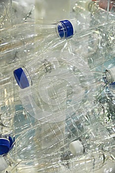 Close up view of wasted plastic bottles