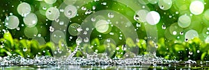 Close up view of water droplets resting on blades of grass