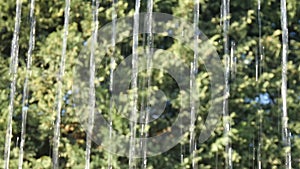 Close up view of water falling down in day light.