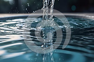 a close up view of water in the pool as it pours