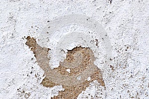 Close up view on white aged concrete walls with cracks and lots of structure