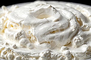 Close-Up View of white color Whipped Cream Texture on Black