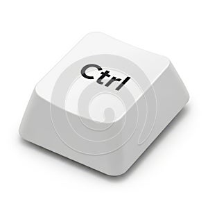 A close-up view of a white computer keyboard key labeled ctrl