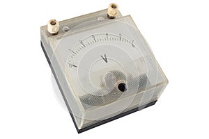 Close-up of an vintage ancient voltmeter