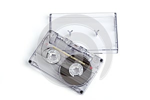 Close up of vintage audio tape cassette