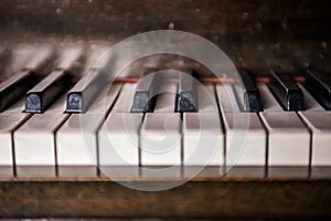 Close up Vintage Baby Grand Piano Keys