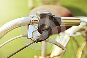 Close up vintage bicycle handlebar