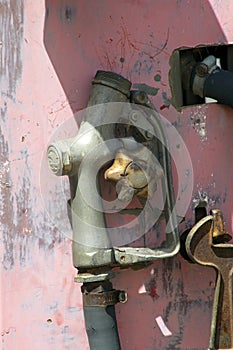 Close-up of vintage bowser fuel pump