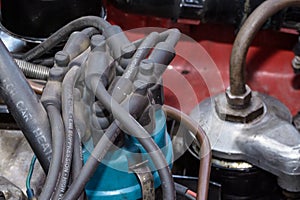 Close up of Vintage Car Engine C