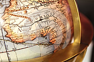 Close-up of a vintage globe.