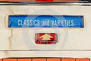 Close up of a vintage jukebox