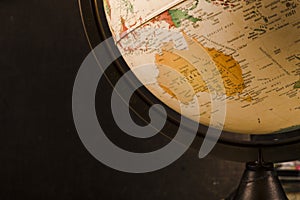 Close up vintage old globe. High quality and resolution beautiful photo concept