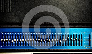 Levels on professional electronic equalizer audio equipment