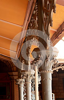Close up of vintage steel fabrications in the palace of bangalore. photo
