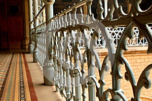 Close up of vintage steel fabrications in the palace of bangalore. photo