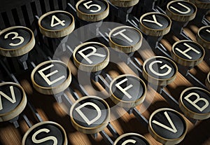 Close up of vintage typewriter keys