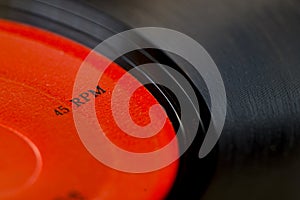 Close-up of Vinyl record music recording support