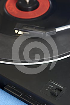 Close-up vinyl record player