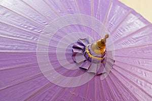 the Close up of violet big umbrella,copy space,