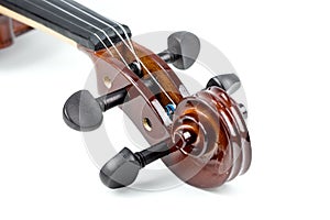 Close-up violin head on white background!