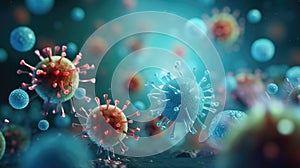 Close-up of virus cells or bacteria